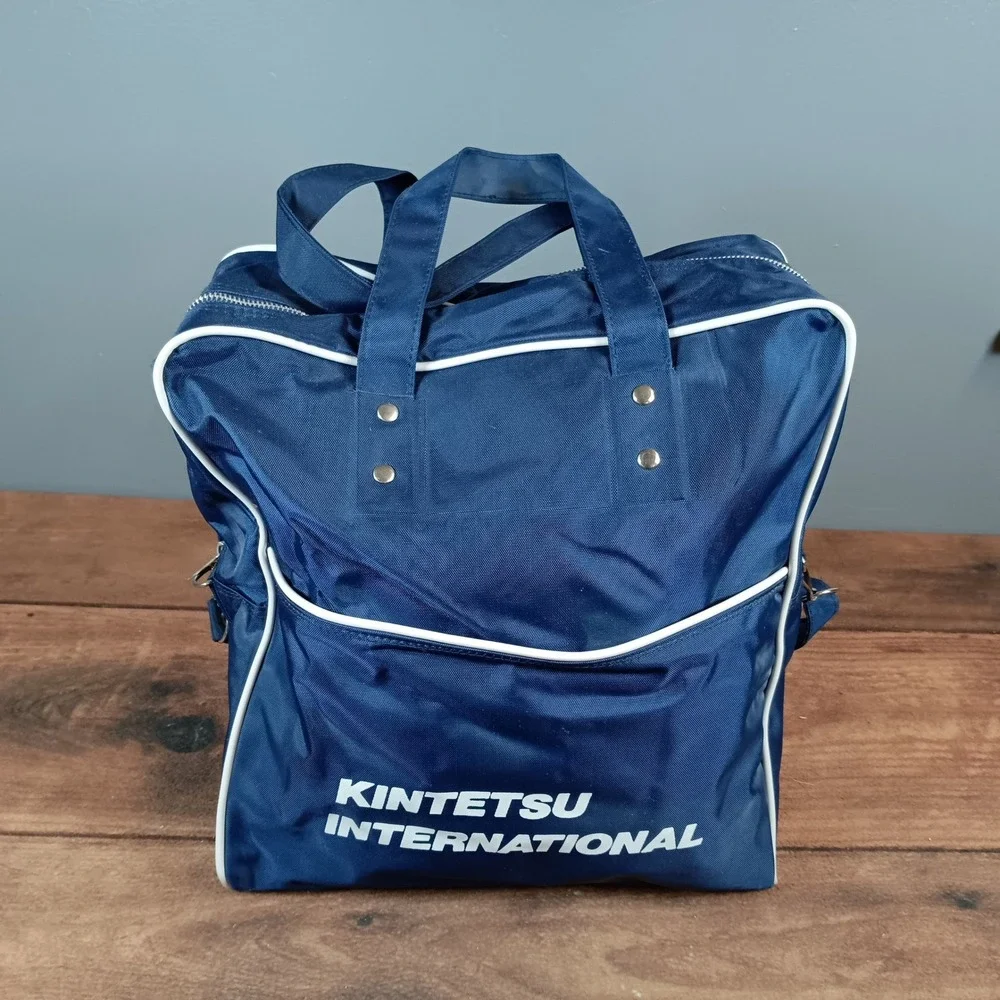 Kintetsu International Travel Bag Unisex Large Navy Blue Good Retro Carry On